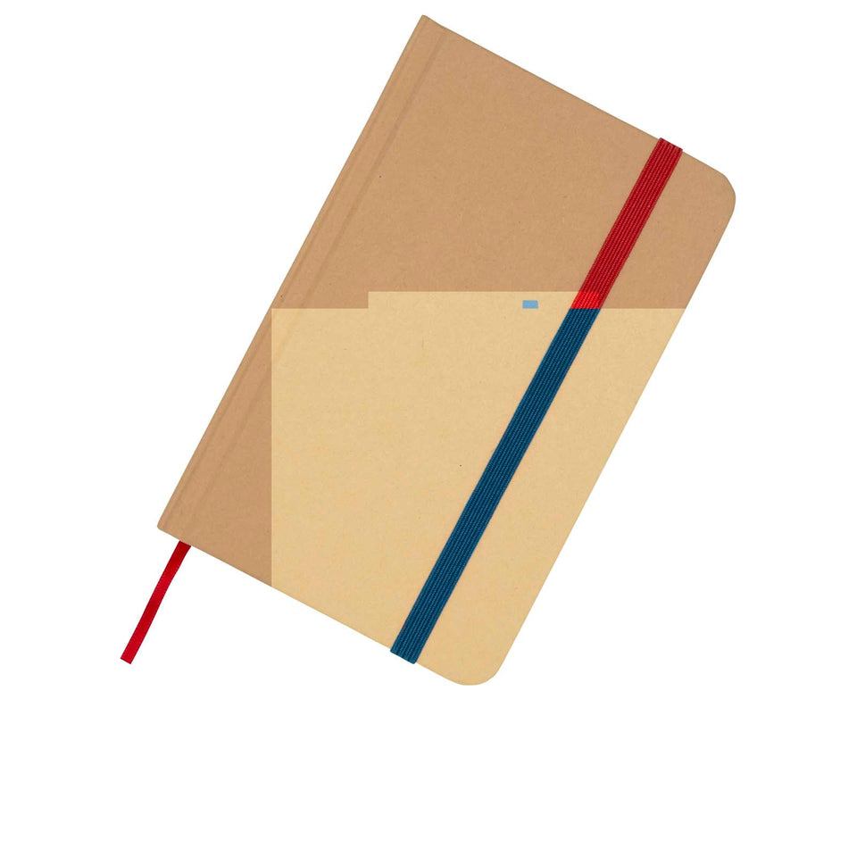 Blocco note formato A6 con copertina rigida in materiale riciclata e pagine bianche Reed personalizzato con logo - Pubblienne