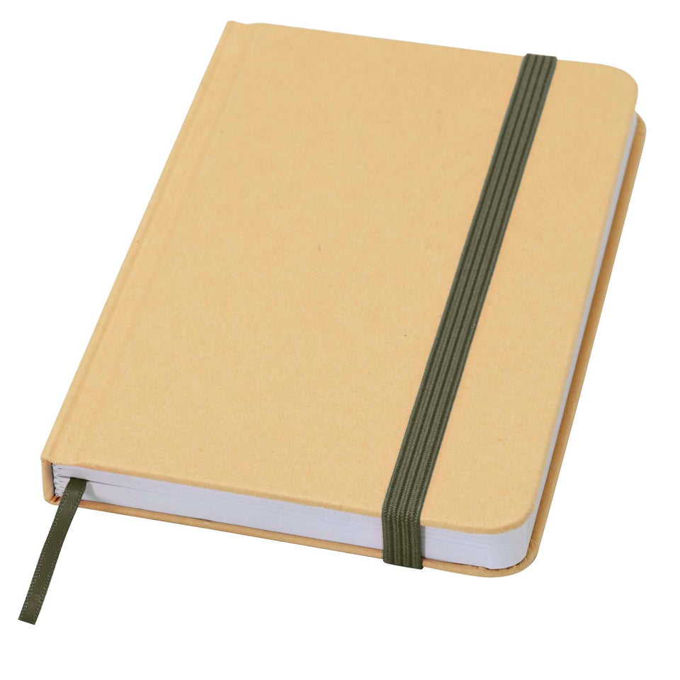Blocco note formato A6 con copertina rigida in materiale riciclata e pagine bianche Reed personalizzato con logo - Pubblienne