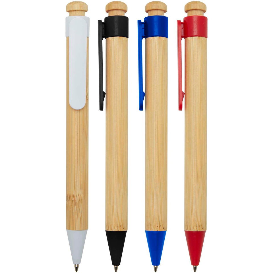 Penna a sfera in plastica riciclata e bambù Rattan personalizzato con logo - Pubblienne