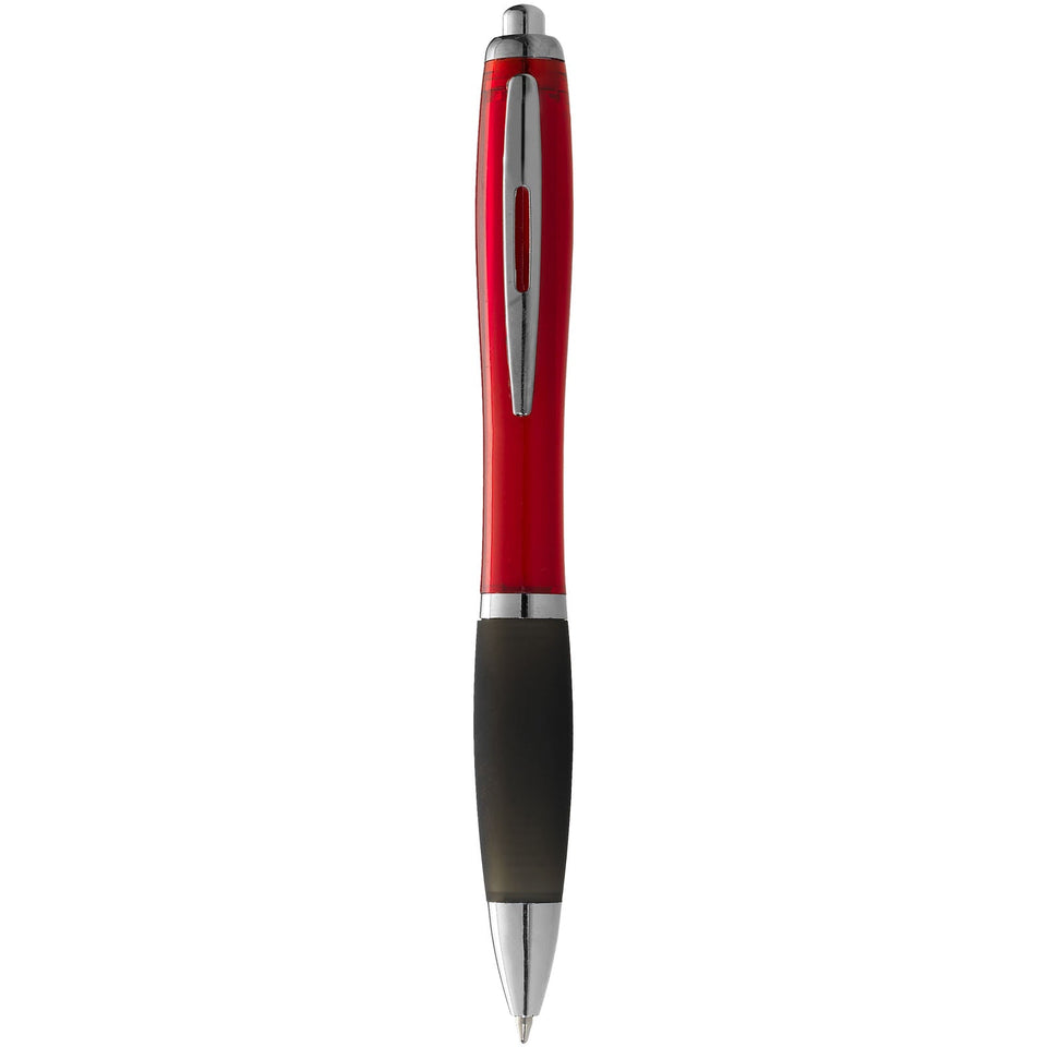 Penna a sfera Nash con fusto colorato e impugnatura nera (inchiostro nero) personalizzato con logo - Pubblienne