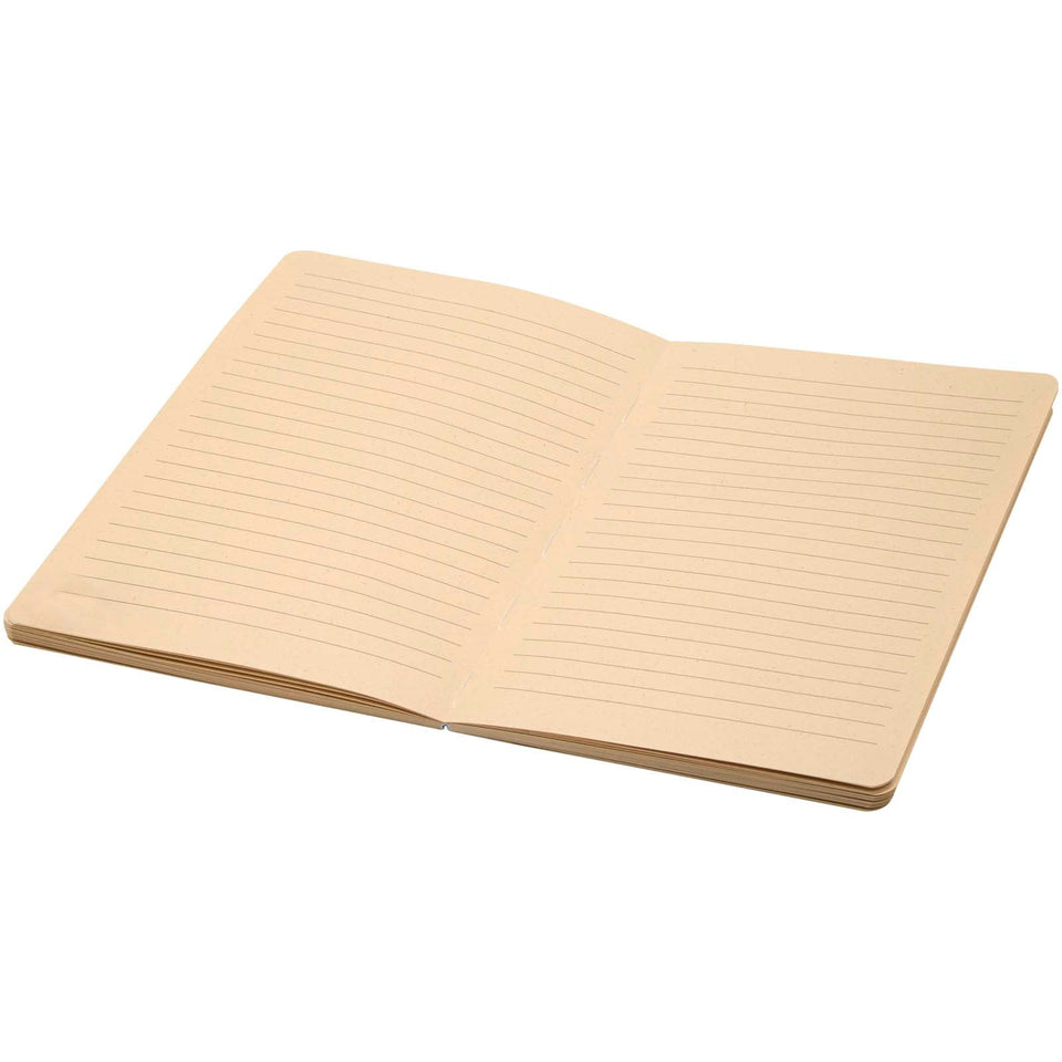 Blocco note formato A5 con copertina morbida in PET riciclato e carta a base di canna da zucchero Liliana personalizzato con logo - Pubblienne