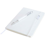 Set con blocco note formato A5 con copertina rigida e penna roller Legato Elegance personalizzato con logo - Pubblienne