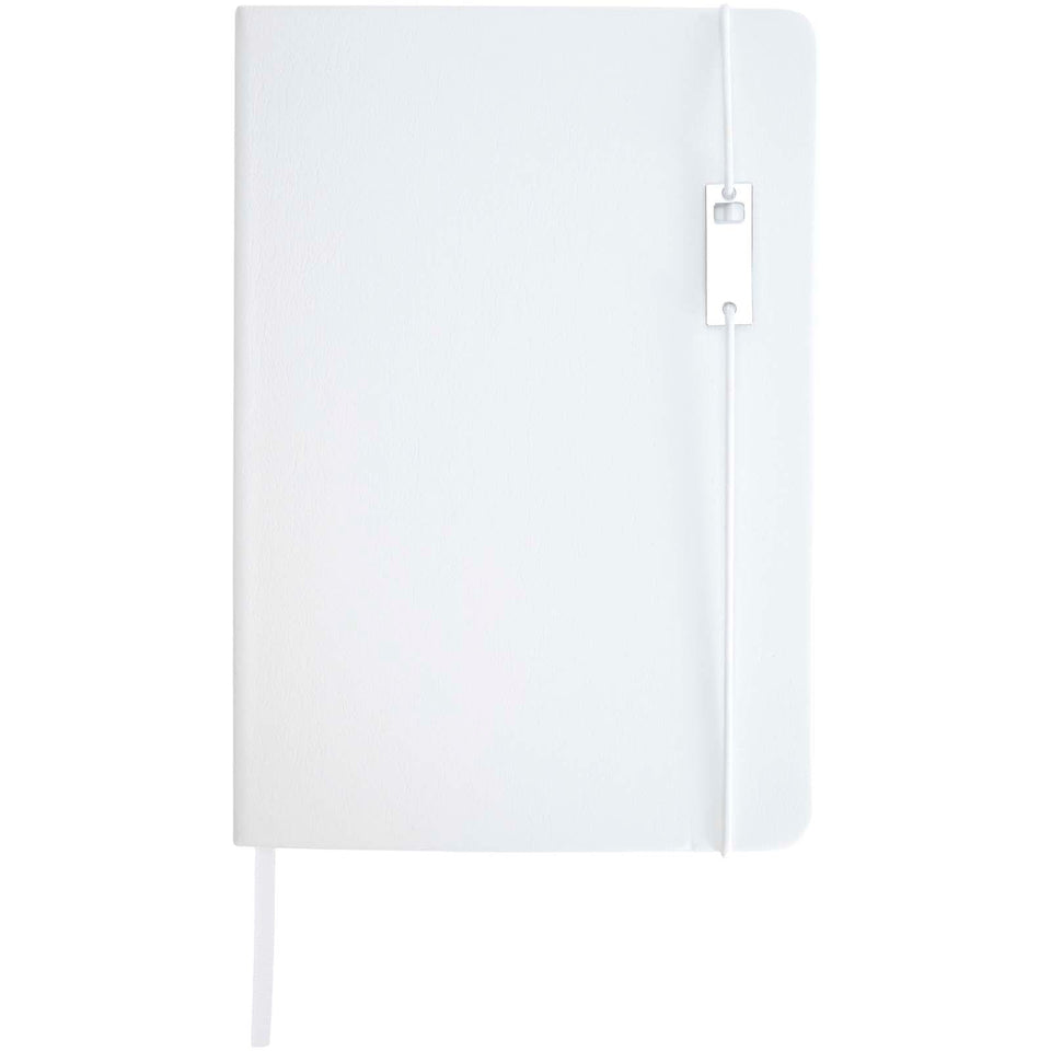 Set con blocco note formato A5 con copertina rigida e penna roller Legato Elegance personalizzato con logo - Pubblienne