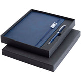 Set con blocco note formato A5 con copertina rigida e penna roller Legato Elegance personalizzato con logo - Pubblienne