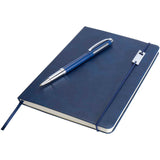 Set con blocco note formato A5 con copertina rigida e penna roller Legato Elegance personalizzato con logo - Pubblienne