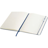Set con blocco note formato A5 con copertina rigida e penna roller Legato Elegance personalizzato con logo - Pubblienne