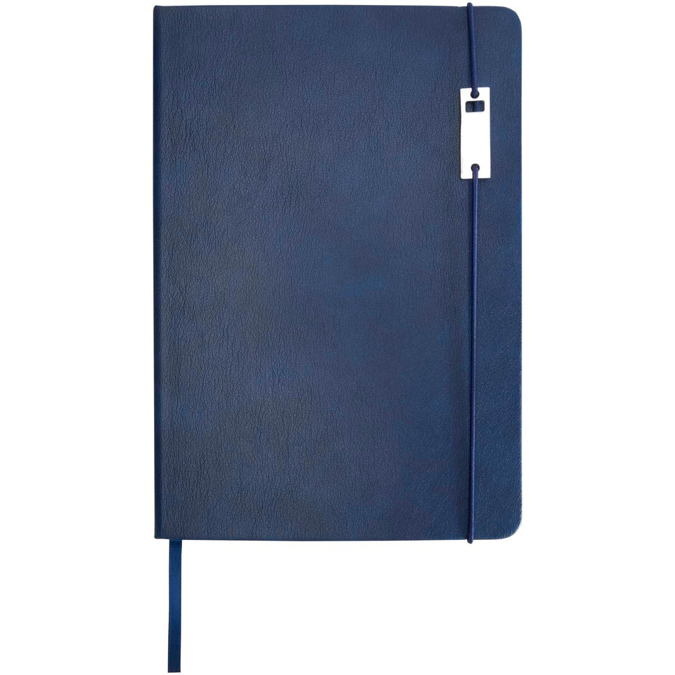 Set con blocco note formato A5 con copertina rigida e penna roller Legato Elegance personalizzato con logo - Pubblienne