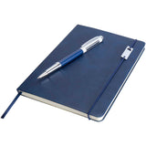 Set con blocco note formato A5 con copertina rigida e penna roller Legato Elegance personalizzato con logo - Pubblienne