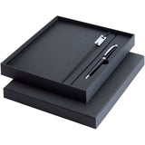 Set con blocco note formato A5 con copertina rigida e penna roller Legato Elegance personalizzato con logo - Pubblienne