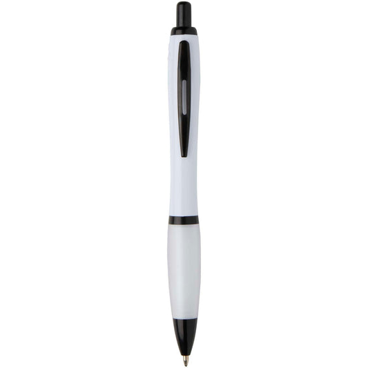 Penna a sfera in plastica riciclata con finiture nere (inchiostro nero) Nash personalizzato con logo - Pubblienne