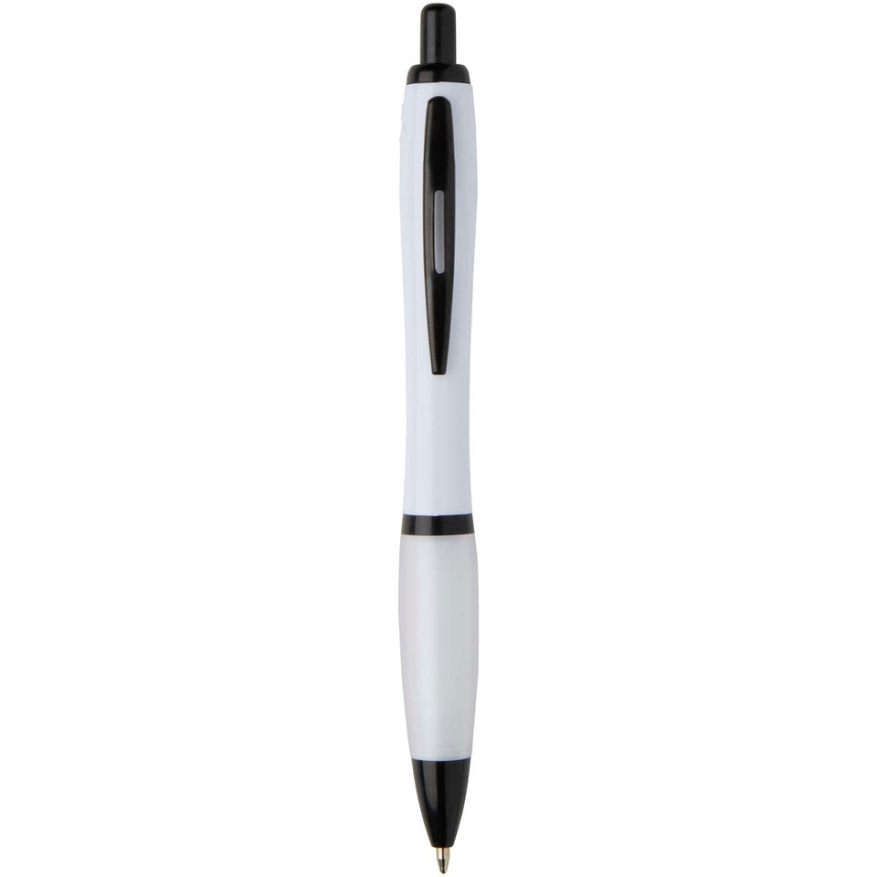 Penna a sfera in plastica riciclata con finiture nere (inchiostro nero) Nash personalizzato con logo - Pubblienne