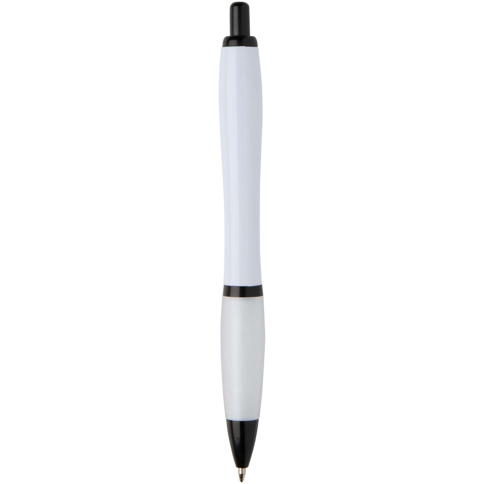 Penna a sfera in plastica riciclata con finiture nere (inchiostro nero) Nash personalizzato con logo - Pubblienne