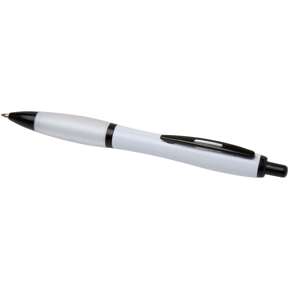 Penna a sfera in plastica riciclata con finiture nere (inchiostro nero) Nash personalizzato con logo - Pubblienne