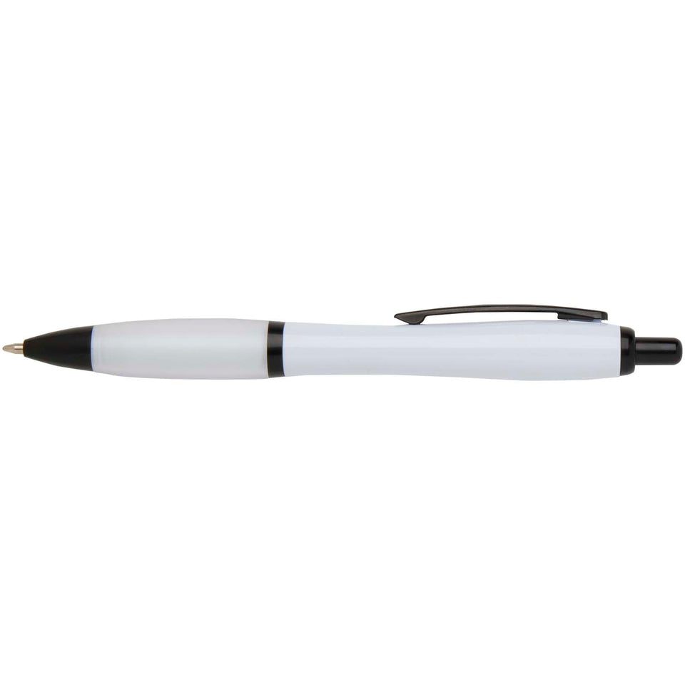 Penna a sfera in plastica riciclata con finiture nere (inchiostro nero) Nash personalizzato con logo - Pubblienne