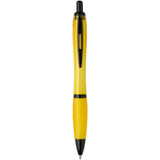 Penna a sfera in plastica riciclata con finiture nere (inchiostro nero) Nash personalizzato con logo - Pubblienne