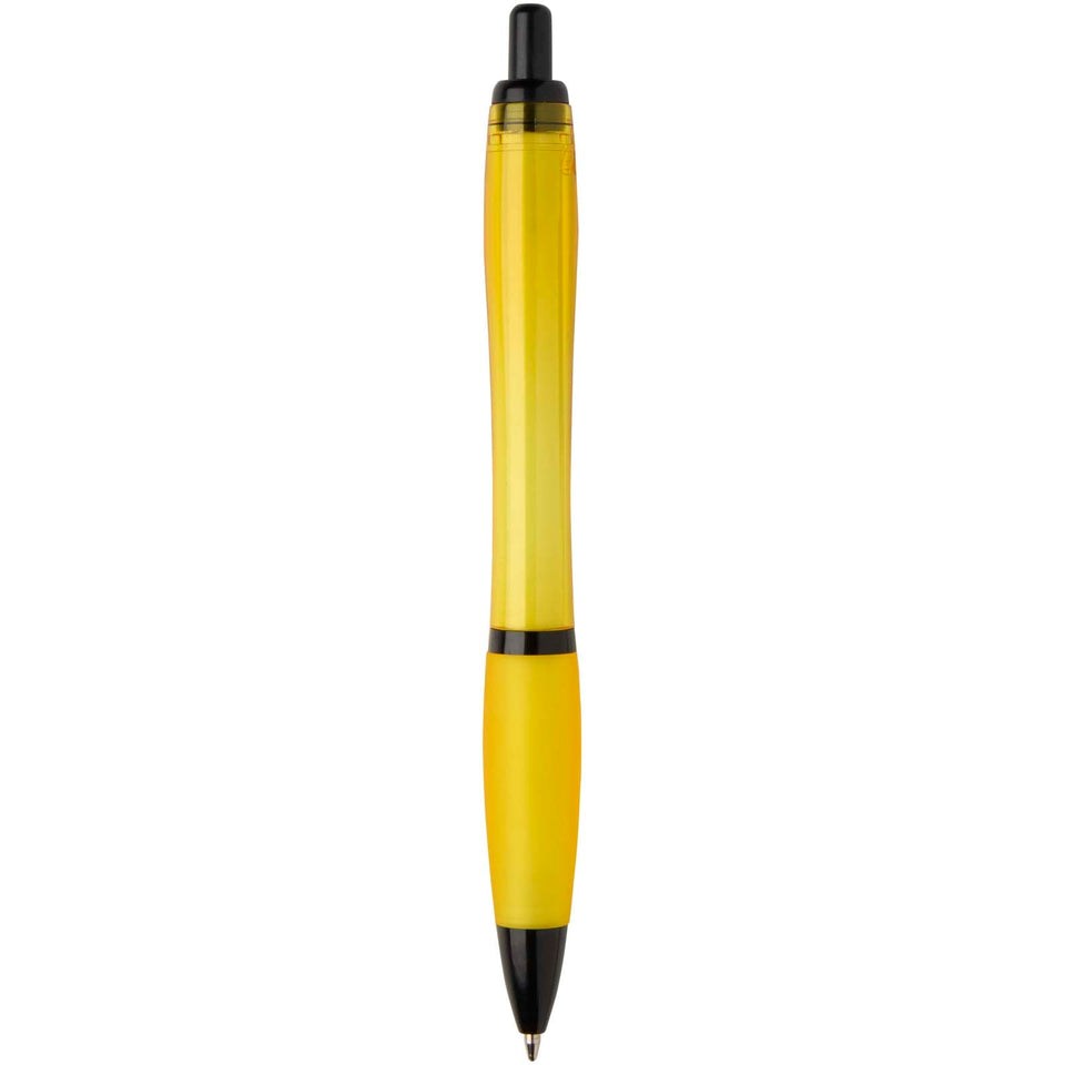 Penna a sfera in plastica riciclata con finiture nere (inchiostro nero) Nash personalizzato con logo - Pubblienne