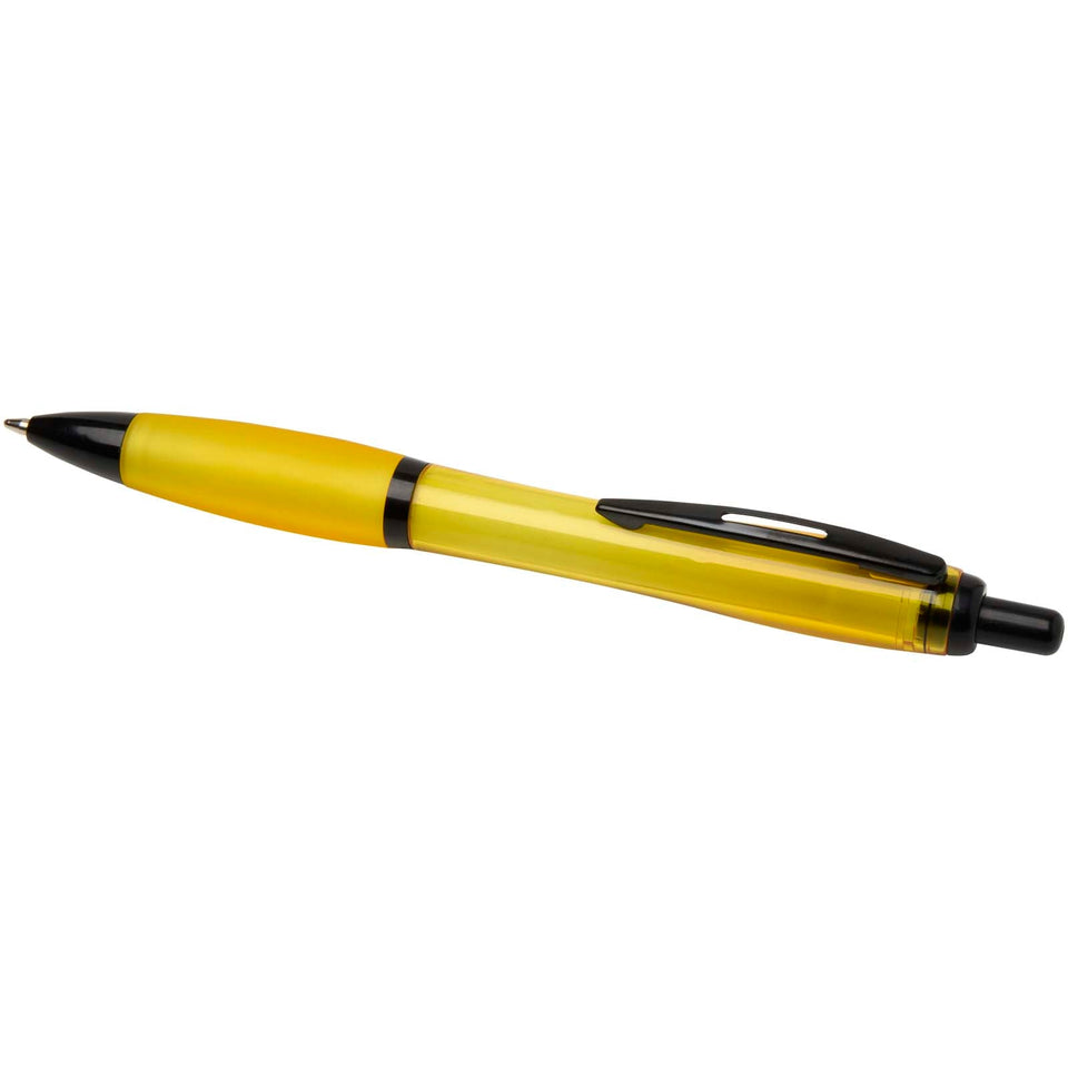 Penna a sfera in plastica riciclata con finiture nere (inchiostro nero) Nash personalizzato con logo - Pubblienne