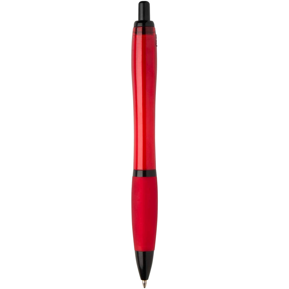 Penna a sfera in plastica riciclata con finiture nere (inchiostro nero) Nash personalizzato con logo - Pubblienne
