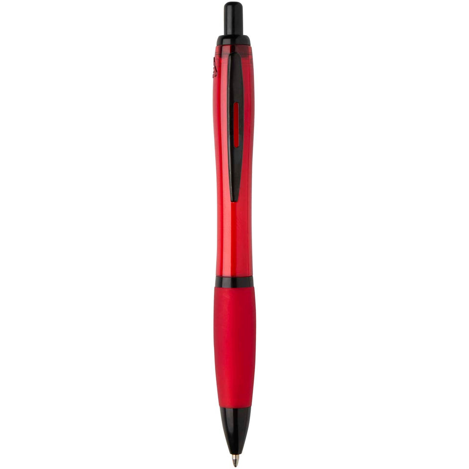 Penna a sfera in plastica riciclata con finiture nere (inchiostro nero) Nash personalizzato con logo - Pubblienne