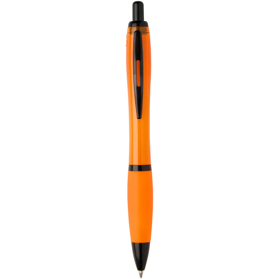 Penna a sfera in plastica riciclata con finiture nere (inchiostro nero) Nash personalizzato con logo - Pubblienne
