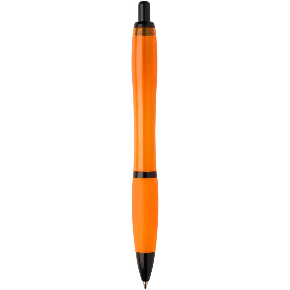 Penna a sfera in plastica riciclata con finiture nere (inchiostro nero) Nash personalizzato con logo - Pubblienne