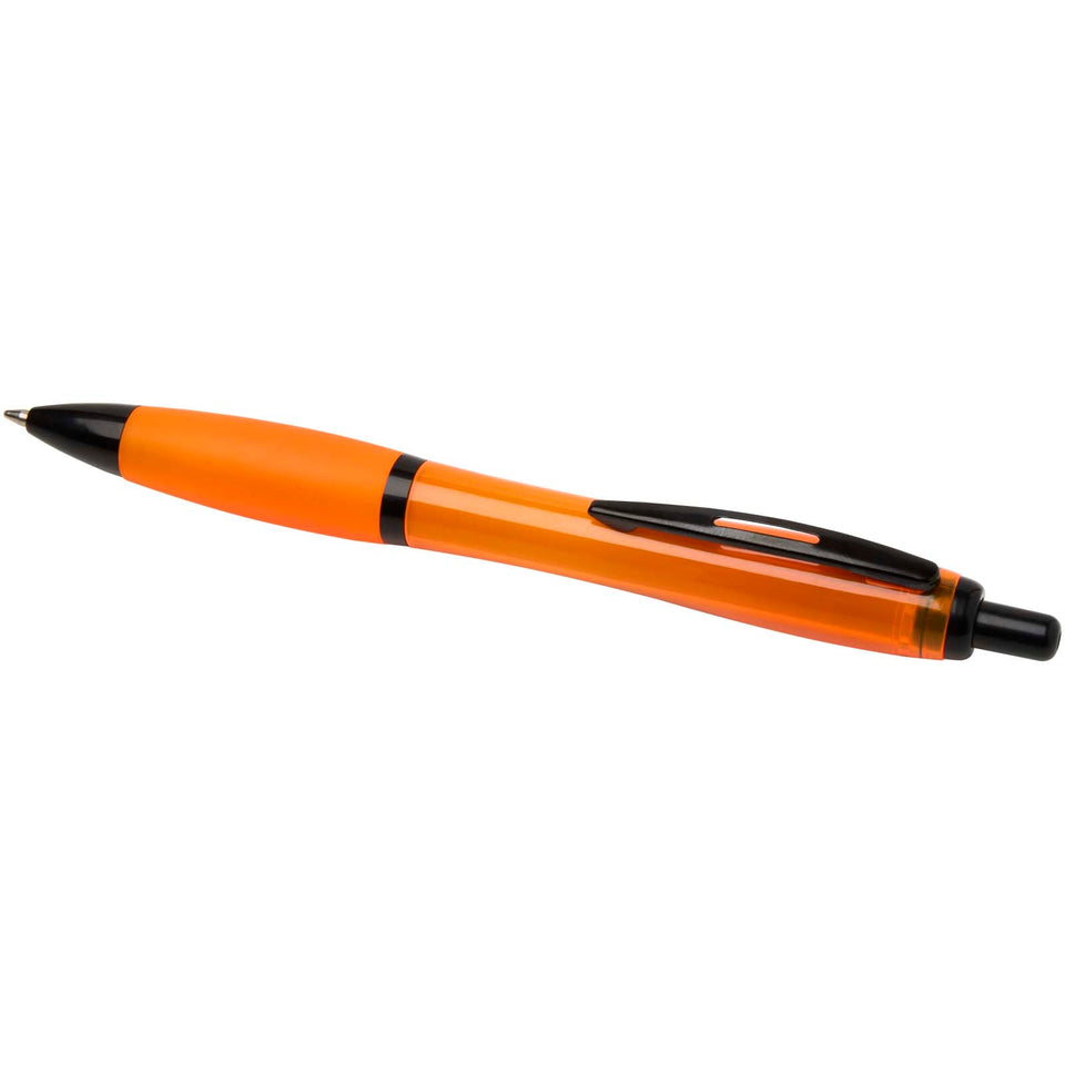 Penna a sfera in plastica riciclata con finiture nere (inchiostro nero) Nash personalizzato con logo - Pubblienne