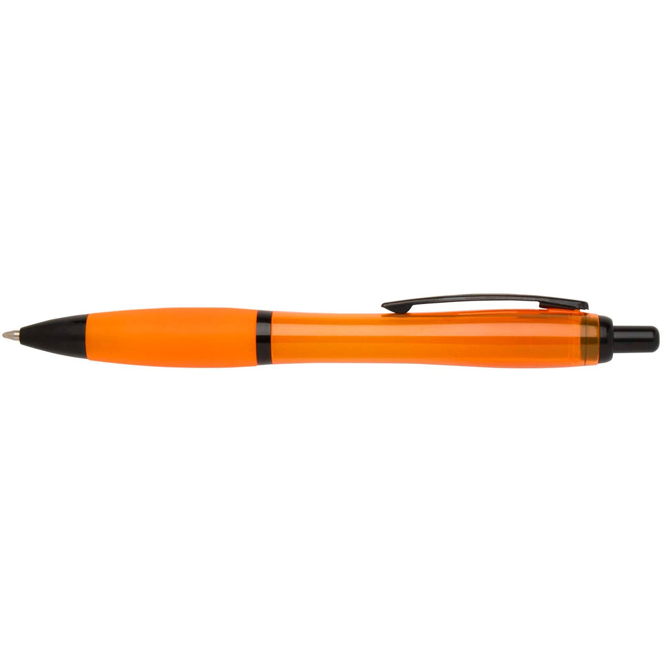 Penna a sfera in plastica riciclata con finiture nere (inchiostro nero) Nash personalizzato con logo - Pubblienne