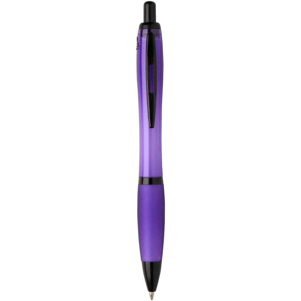 Penna a sfera in plastica riciclata con finiture nere (inchiostro nero) Nash personalizzato con logo - Pubblienne