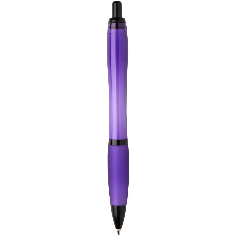 Penna a sfera in plastica riciclata con finiture nere (inchiostro nero) Nash personalizzato con logo - Pubblienne