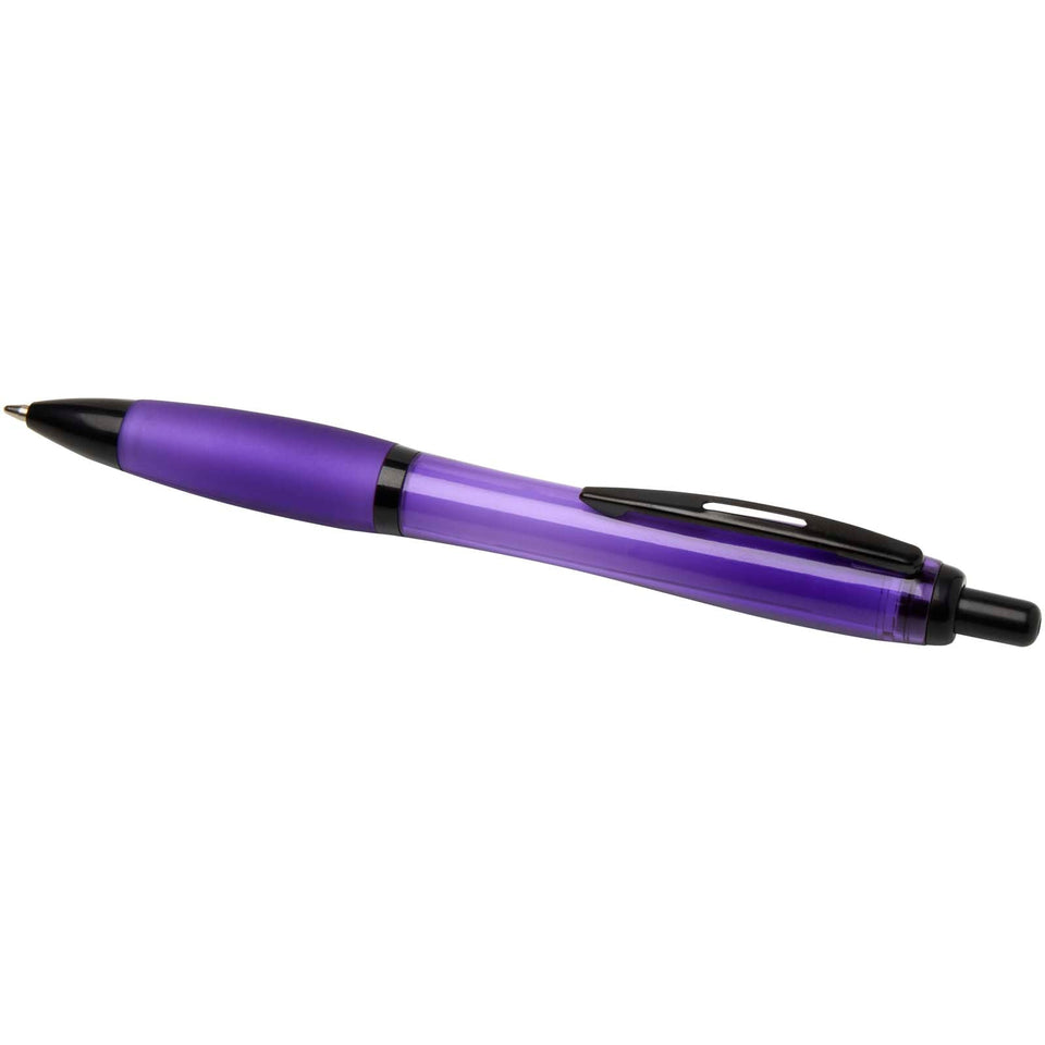 Penna a sfera in plastica riciclata con finiture nere (inchiostro nero) Nash personalizzato con logo - Pubblienne