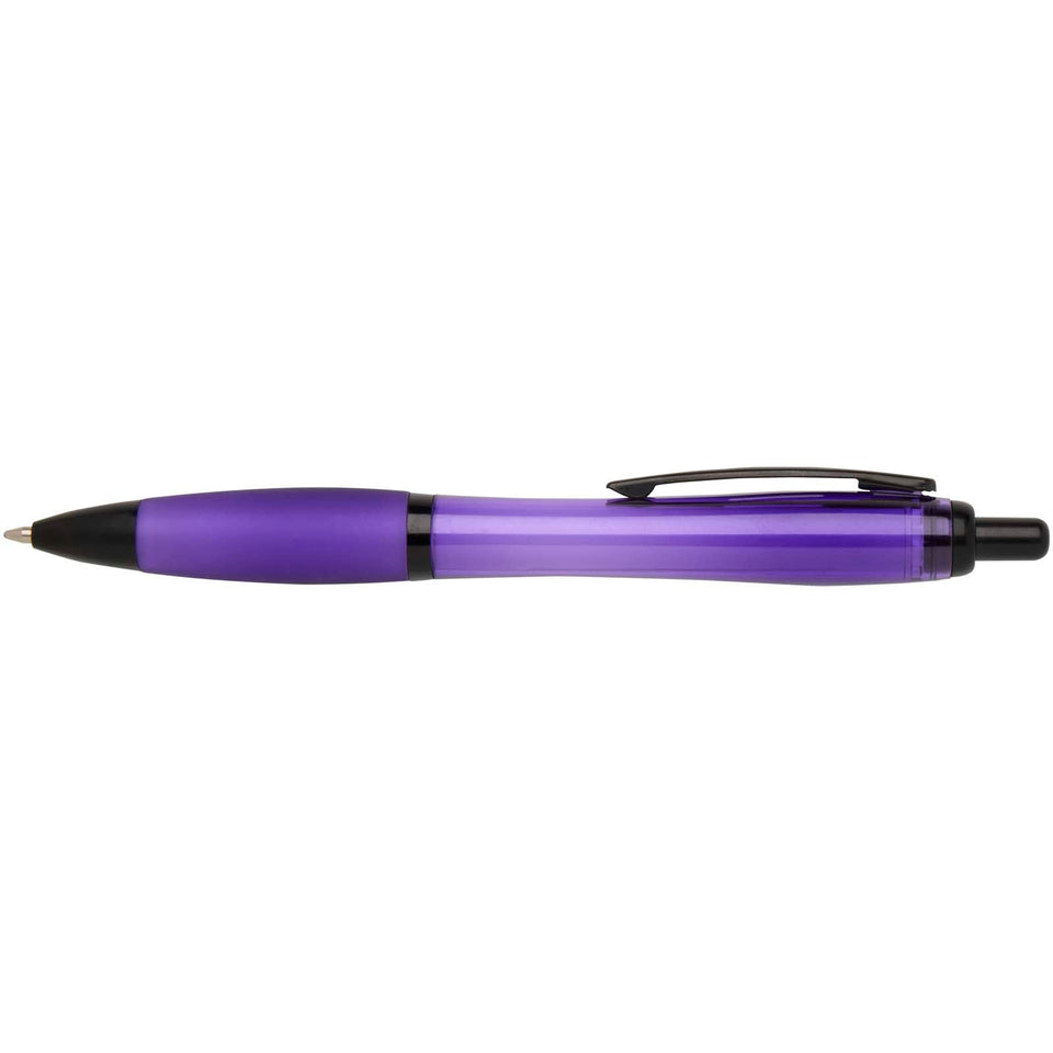 Penna a sfera in plastica riciclata con finiture nere (inchiostro nero) Nash personalizzato con logo - Pubblienne