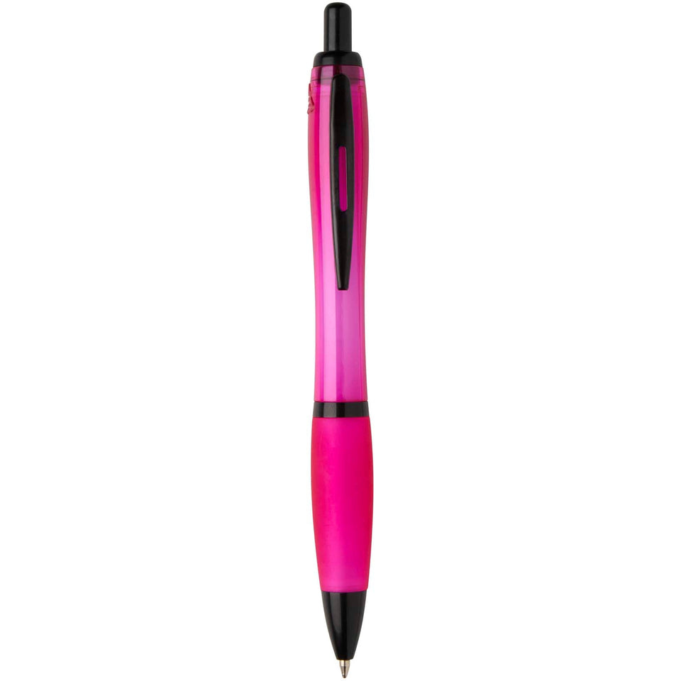 Penna a sfera in plastica riciclata con finiture nere (inchiostro nero) Nash personalizzato con logo - Pubblienne