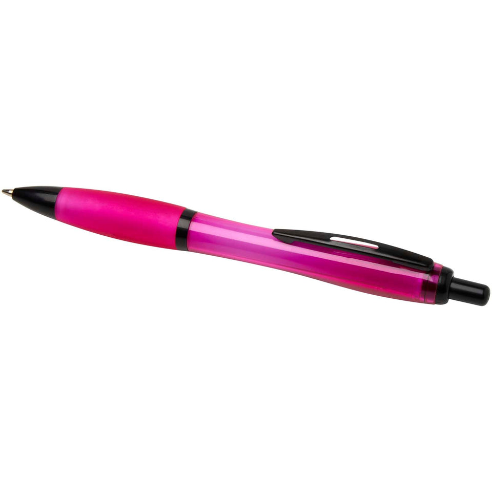 Penna a sfera in plastica riciclata con finiture nere (inchiostro nero) Nash personalizzato con logo - Pubblienne