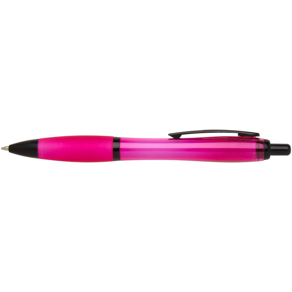 Penna a sfera in plastica riciclata con finiture nere (inchiostro nero) Nash personalizzato con logo - Pubblienne
