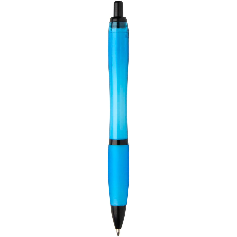 Penna a sfera in plastica riciclata con finiture nere (inchiostro nero) Nash personalizzato con logo - Pubblienne