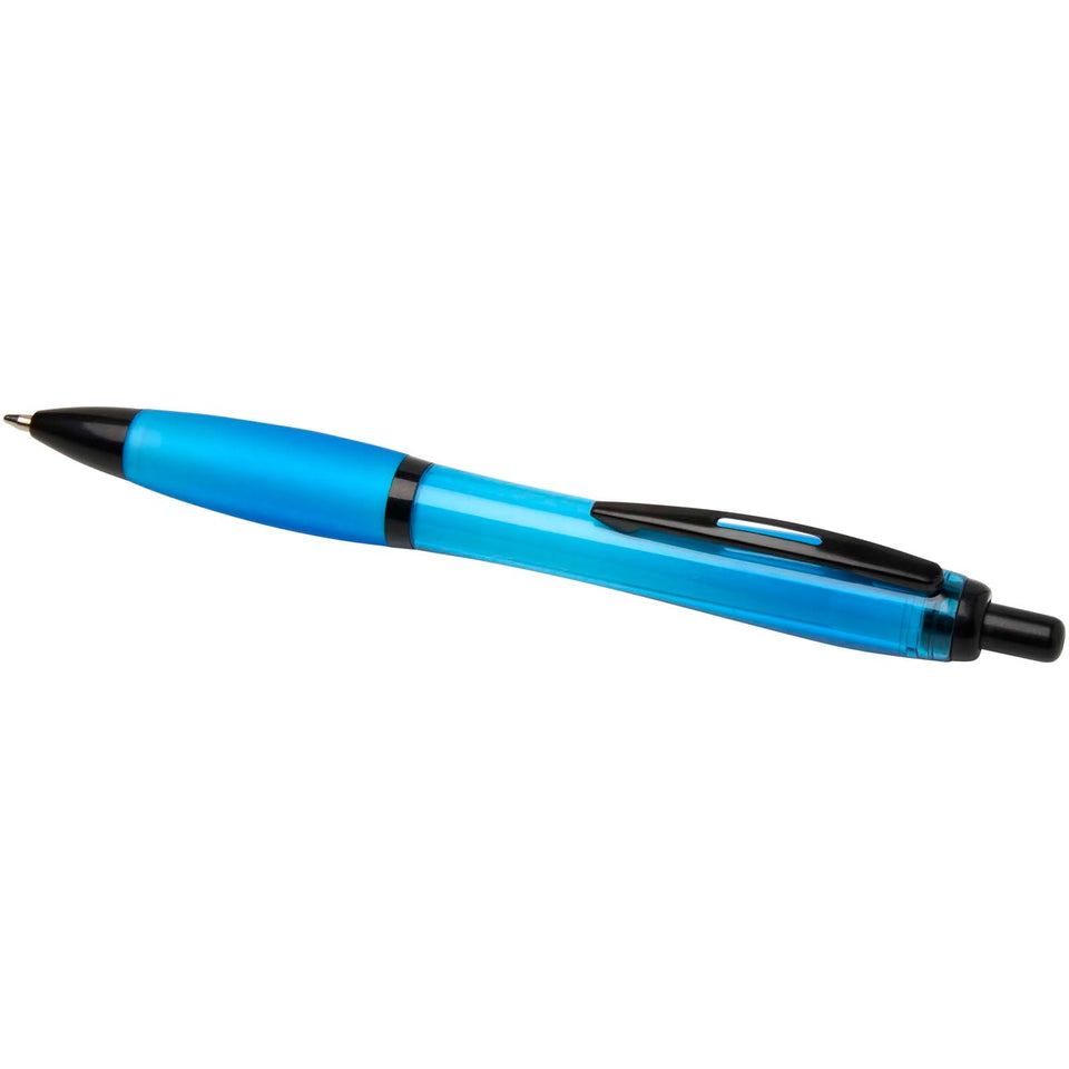 Penna a sfera in plastica riciclata con finiture nere (inchiostro nero) Nash personalizzato con logo - Pubblienne