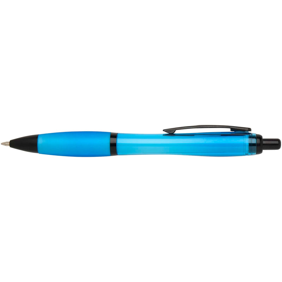 Penna a sfera in plastica riciclata con finiture nere (inchiostro nero) Nash personalizzato con logo - Pubblienne