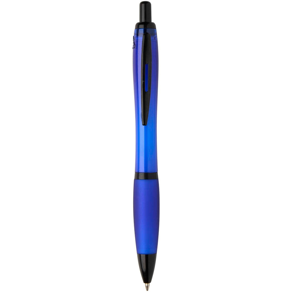Penna a sfera in plastica riciclata con finiture nere (inchiostro nero) Nash personalizzato con logo - Pubblienne