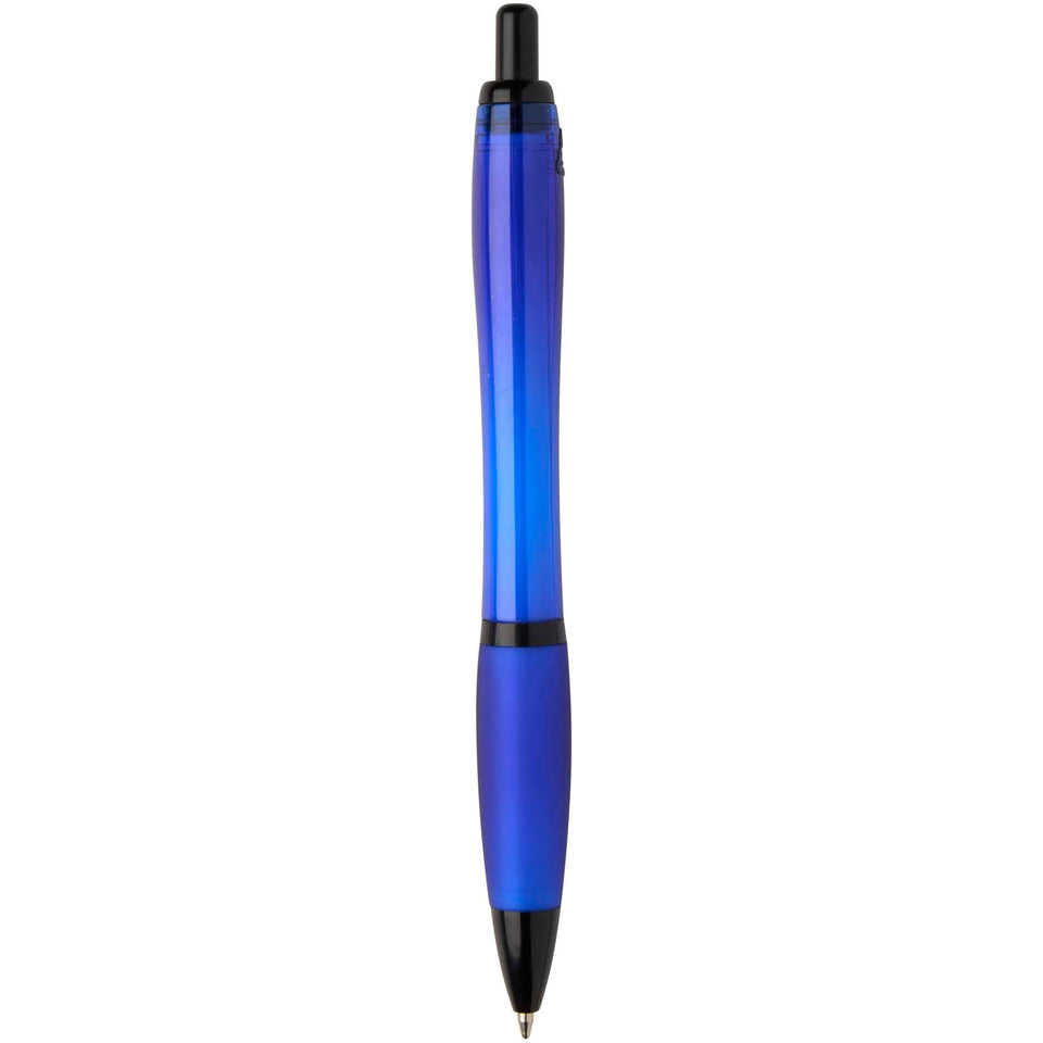 Penna a sfera in plastica riciclata con finiture nere (inchiostro nero) Nash personalizzato con logo - Pubblienne