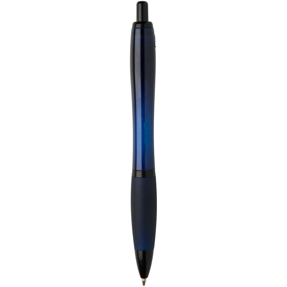 Penna a sfera in plastica riciclata con finiture nere (inchiostro nero) Nash personalizzato con logo - Pubblienne