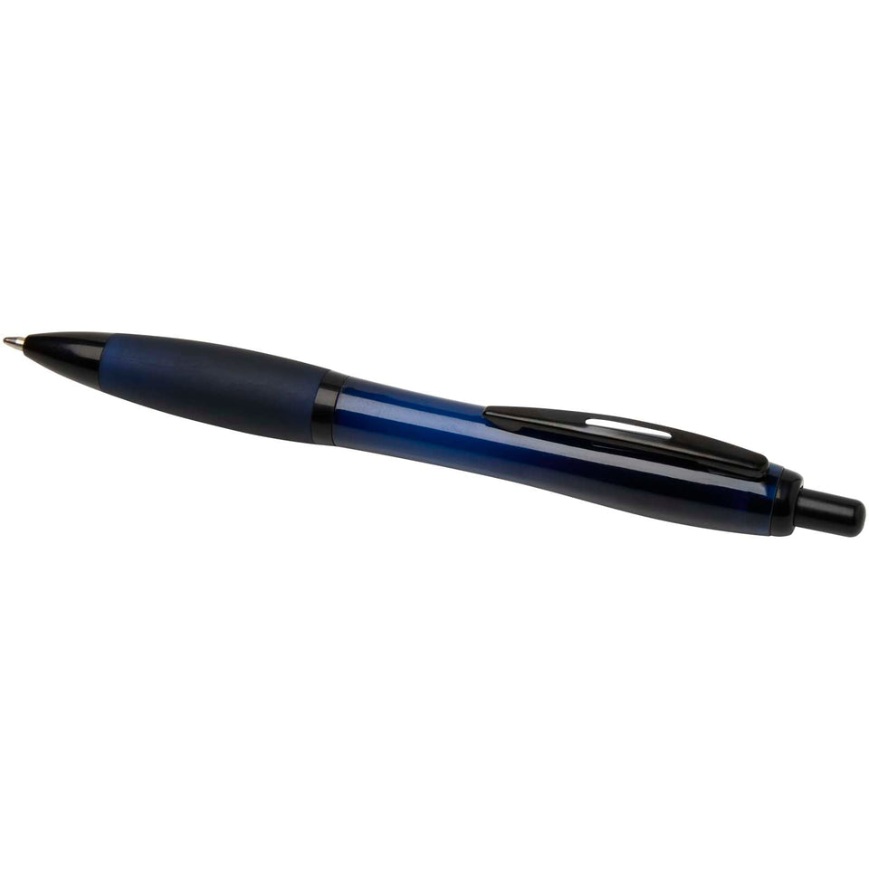 Penna a sfera in plastica riciclata con finiture nere (inchiostro nero) Nash personalizzato con logo - Pubblienne