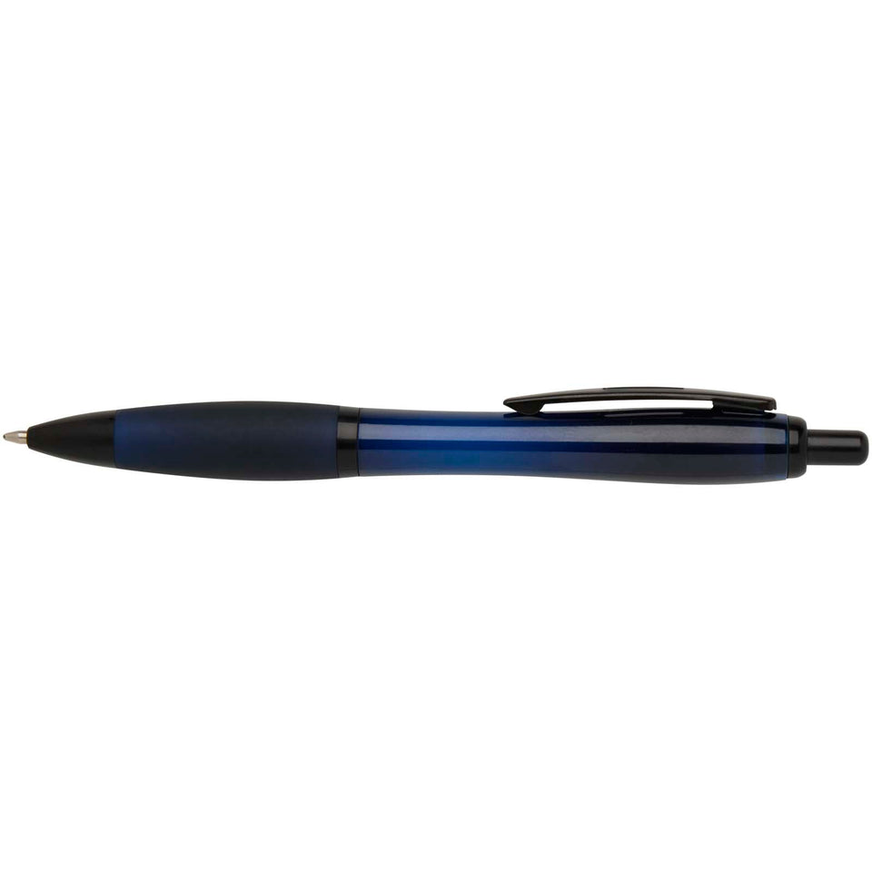 Penna a sfera in plastica riciclata con finiture nere (inchiostro nero) Nash personalizzato con logo - Pubblienne