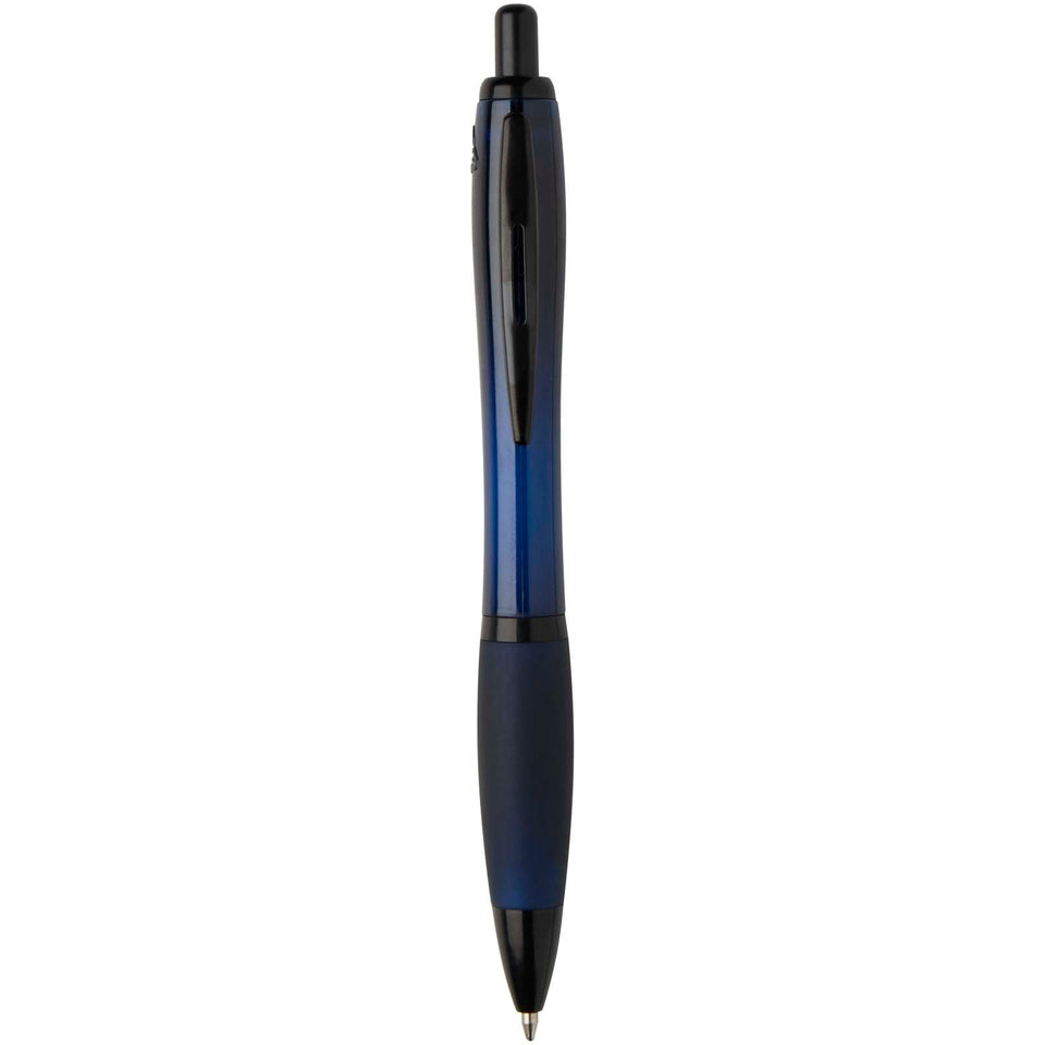 Penna a sfera in plastica riciclata con finiture nere (inchiostro nero) Nash personalizzato con logo - Pubblienne
