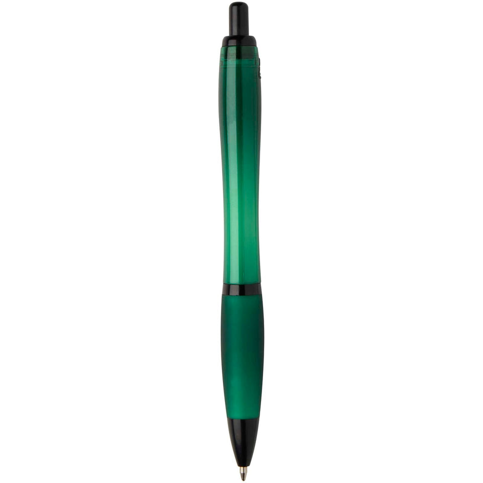Penna a sfera in plastica riciclata con finiture nere (inchiostro nero) Nash personalizzato con logo - Pubblienne
