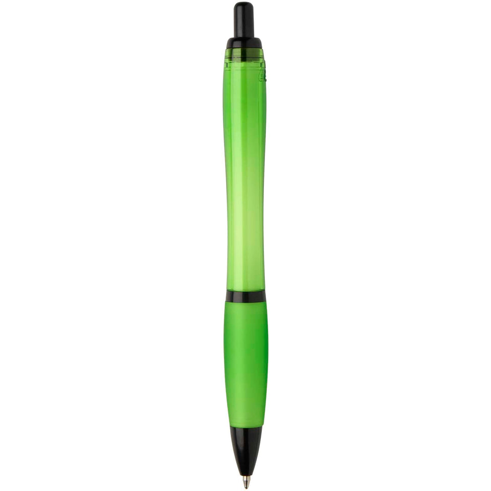 Penna a sfera in plastica riciclata con finiture nere (inchiostro nero) Nash personalizzato con logo - Pubblienne