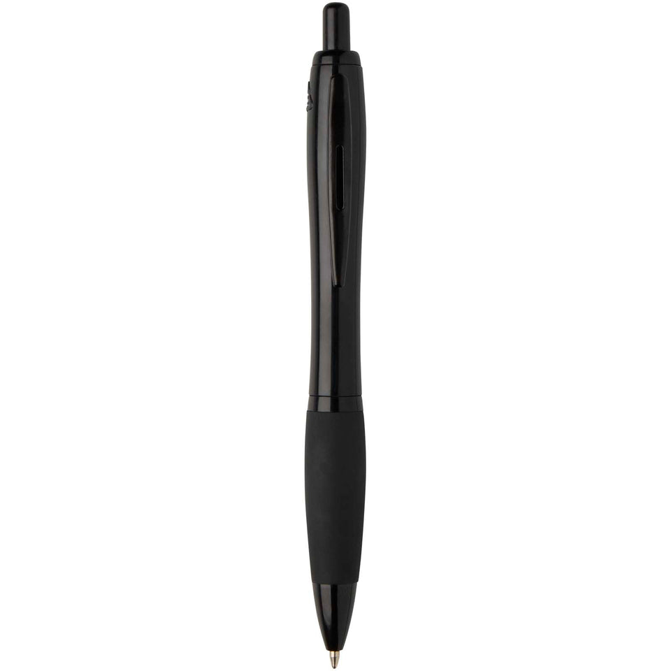 Penna a sfera in plastica riciclata con finiture nere (inchiostro nero) Nash personalizzato con logo - Pubblienne