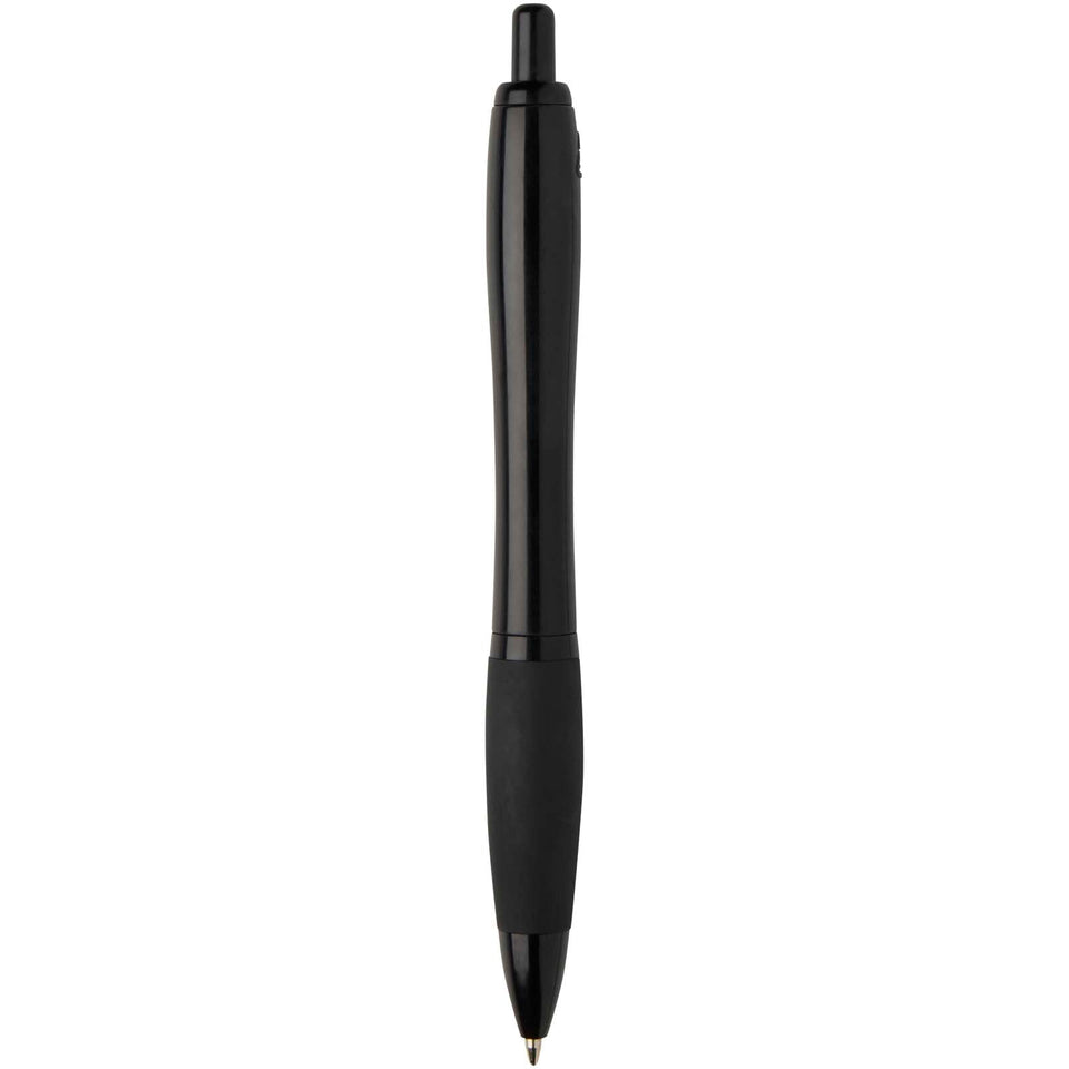 Penna a sfera in plastica riciclata con finiture nere (inchiostro nero) Nash personalizzato con logo - Pubblienne