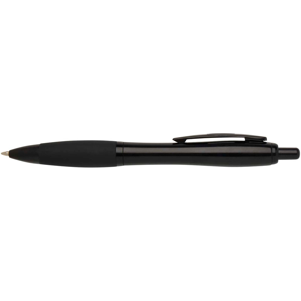 Penna a sfera in plastica riciclata con finiture nere (inchiostro nero) Nash personalizzato con logo - Pubblienne