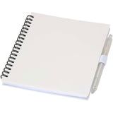 Set di blocco note con copertina morbida in plastica riciclata e penna a sfera (inchiostro blu) Niove personalizzato con logo - Pubblienne