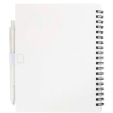 Set di blocco note con copertina morbida in plastica riciclata e penna a sfera (inchiostro blu) Niove personalizzato con logo - Pubblienne